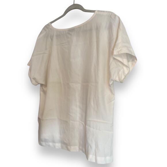 Womens J.Jill White Pique Modern Boxy Cropped Buttery Soft Modal Top Size Medium - Picture 15 of 16